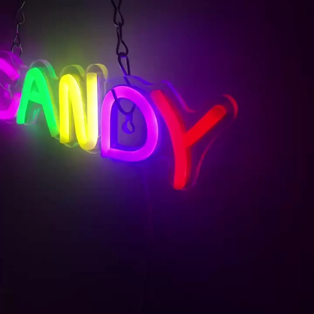 Candy lampu Neon LED, lampu Neon bertenaga energi efisien untuk dekorasi Natal kamar tidur bar dan pesta