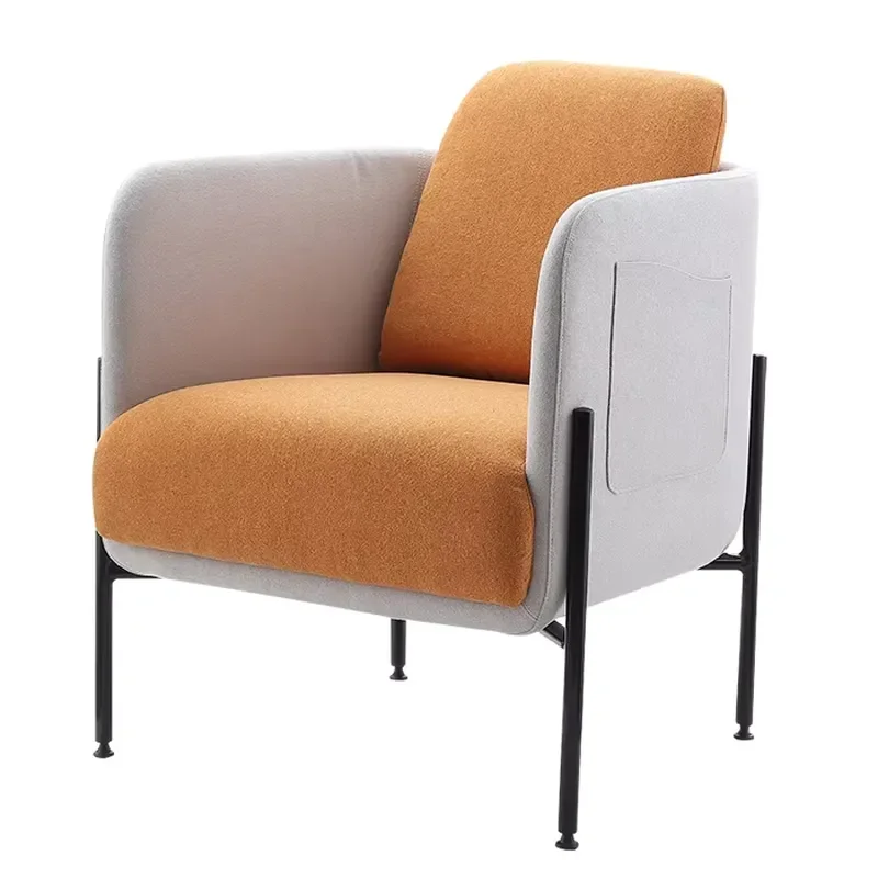 Modern Velvet Fabric Single Lounge Chair with Armrests and Cushions for Hotel Lobby Office Leisure Seating
