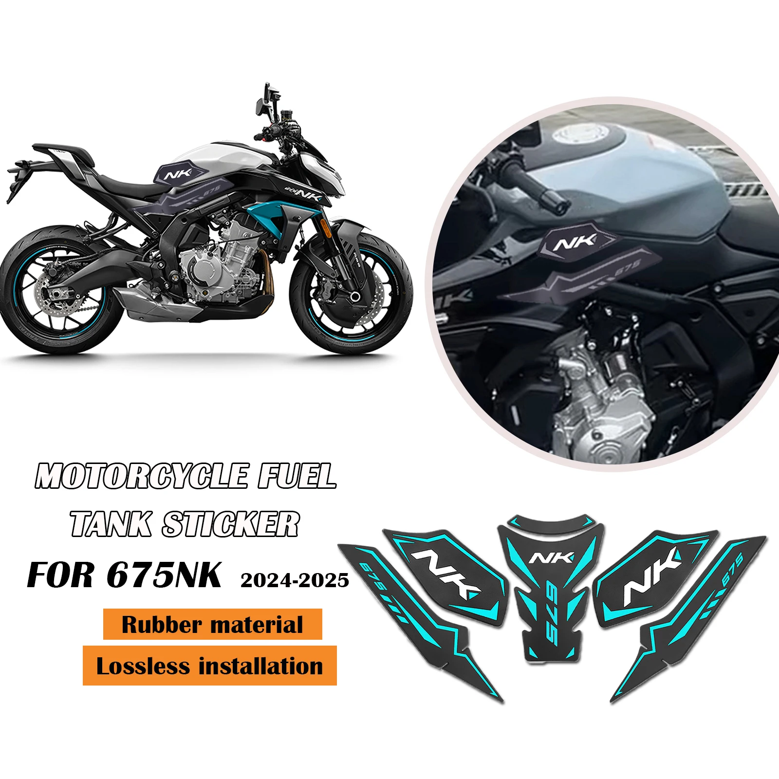 

Motorcycle fuel tank pads fuel tank traction pads non-slip side fuel tank stickers traction pad For CFMOTO 675NK 2024-2025