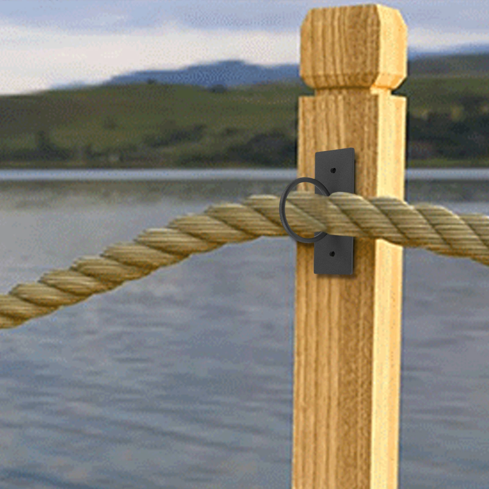 

2-дюймовый держатель для веревки, кронштейны для колец, пространство на открытом воздухе, антикоррозийное черное покрытие, устойчивое к коррозии, простая установка для досок