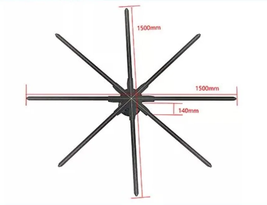 Wyświetlacze reklamowe TFL 180cm z hologramem 3D - innowacyjne urządzenia do efektywnej reklamy hologramowej z użyciem wentylatorów.