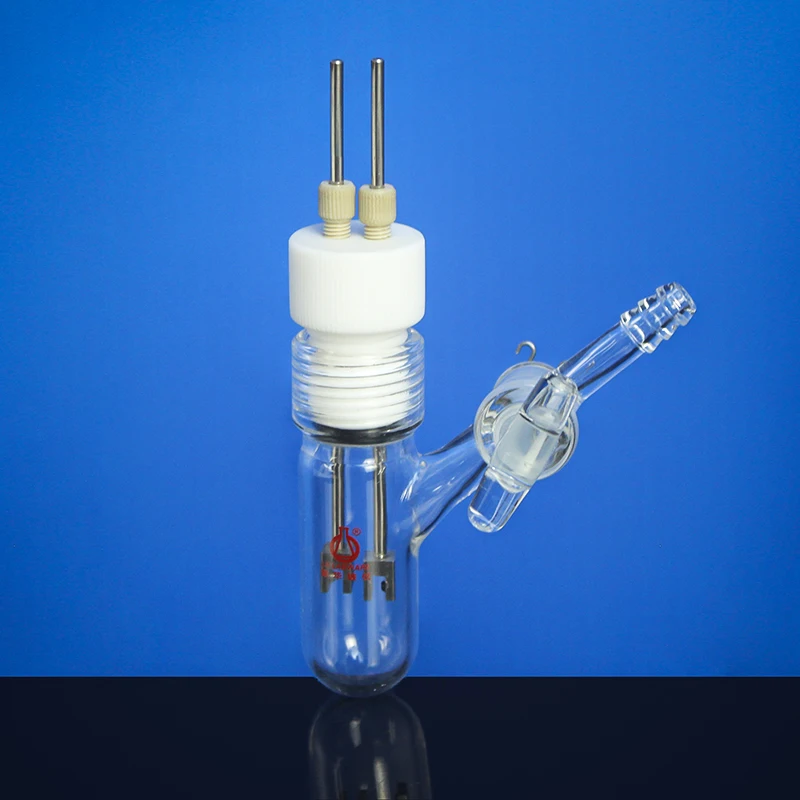 LH LABWARE Electrochemical round bottom reaction bottle, SCHLENK, Replaceable glass valve, Borosilicate glass, LH-618-F