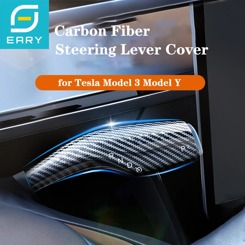 

Eary Carbon Fiber Steering Lever Cover for Tesla Model 3 Model Y Car ABS Gear Shift Knob Protection Cover Shells Car Accessories