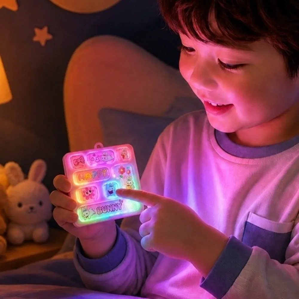 Light-Up 8 Key Glow Keyboard Keychain Cartoon Animal Fingertip Button Key Ring Kawaii Bunny Fidget Keychain Party Favor