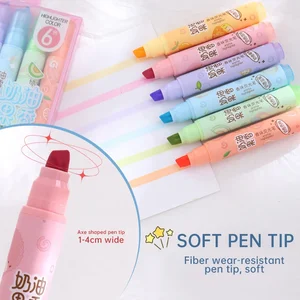 6 colors markers creamy fruity aroma bright pen back to school aesthetic supplies for girls students children present 8 MAIN TEXT SALES - №7