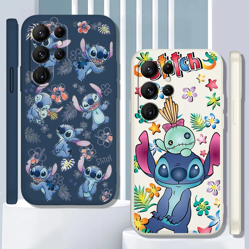 Stitch Lilo Anime Cute Liquid Rope For Samsung Galaxy S24 S23 S22 S21 S20 FE S10 Ultra Plus Lite 5G Cover TPU Phone Case