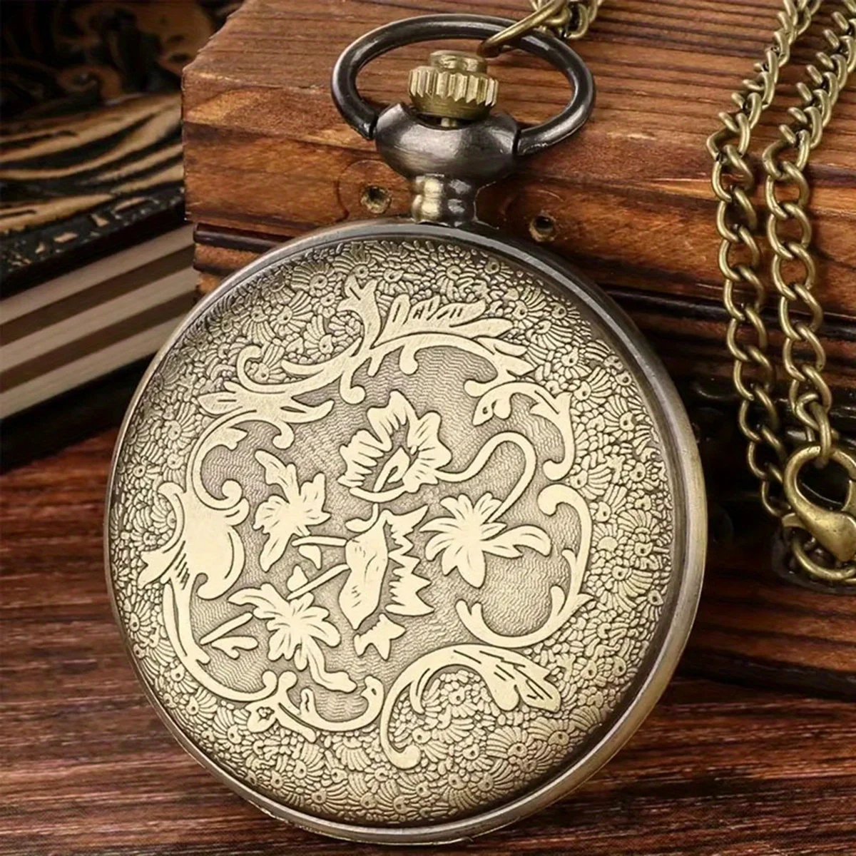 العتيقة Steampunk البرونزية الجوف والعتاد حركة كوارتز ساعة الجيب قلادة هدية مع سلسلة الأولاد الرجال