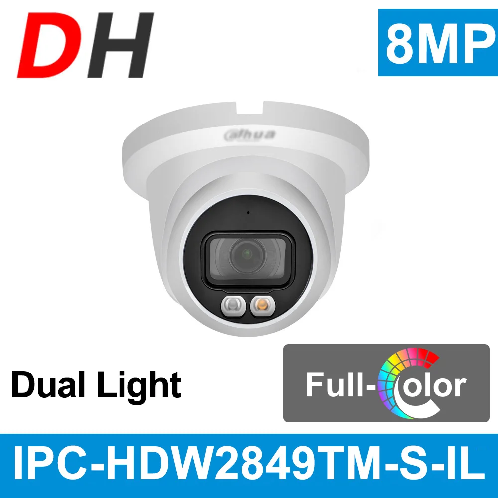 

Dahua 8MP IP Camera 4K PoE IPC-HDW2849TM-S-IL Mini Dome Built-in Mic IP67 Smart Dual Light Ful-Color IR Surveillance Video