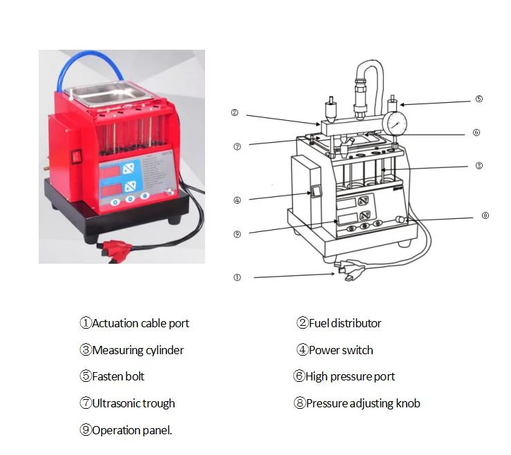 MST-30 4 Cylinder Auto Ultrasonic Cleaning Machine Fuel Injector Tester and Cleaner for Motorbike and Gasoline Car 110V/220V