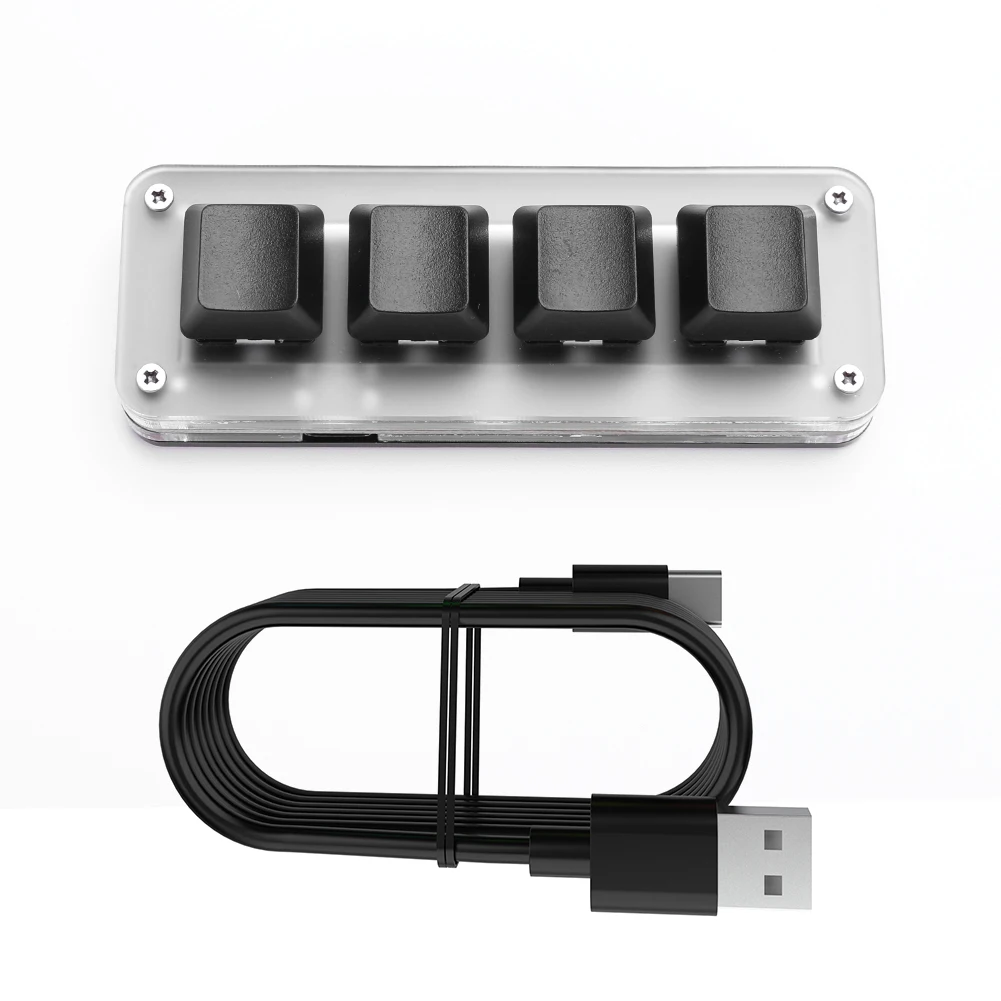 لوحة مفاتيح صغيرة مخصصة للألعاب الميكانيكية لوحة مفاتيح ماكرو مخصصة للبرمجة USB 4Key 3Key + 1 مقبض للعمل المكتبي لألعاب الكمبيوتر OSU