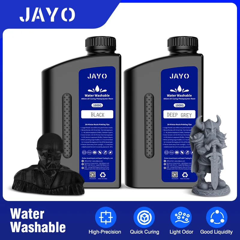 JAYO 3D Standard/ABS-Like/Water-Wash Resin Fast Curing &Low Shrinkag 395 to 405nm UV Resin for LCD DLP SLA Resin 3D Printers