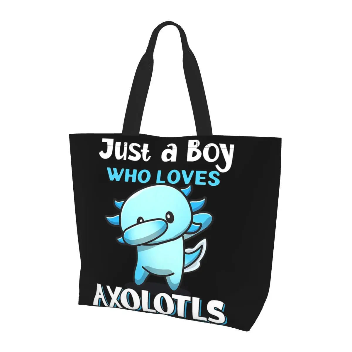 

Just A Boy Who Loves Axolotls Shopping Tote Bag Canvas Large Capacity Shoulder Bags Shopper Grocery Handbag for Women
