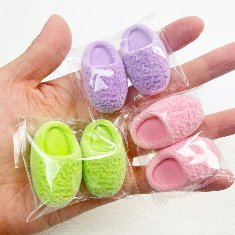 1/12 Dollhouse Miniature Simulation Plush Slippers Model Shoes Decorations Dolls Dress Up Accessories Kids Toys