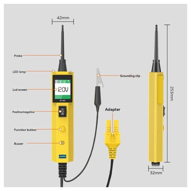 Automotive Power Circuit Probe Tester Breaker Finder Tool, 12/24 V elektrische offene Kurzschluss Finder