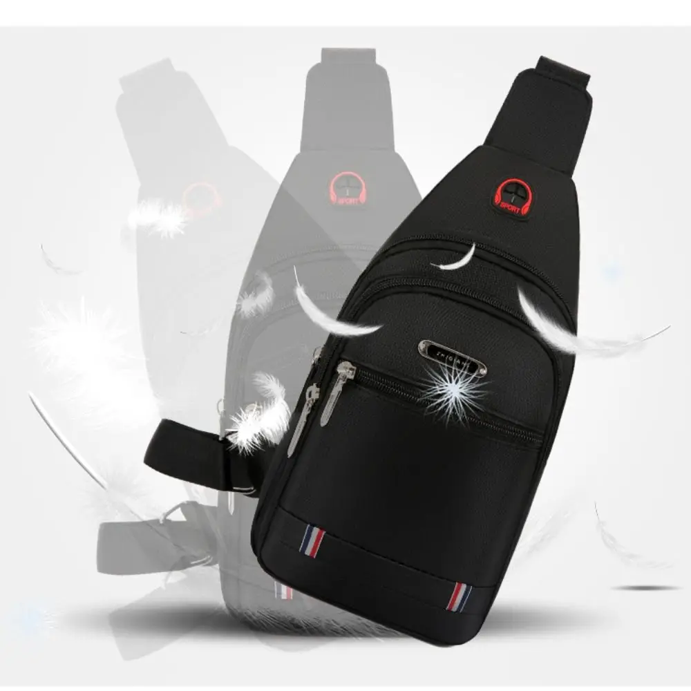 New Oxford Cloth Men Messenger Bags USB Charge Port Black Blue Grey Brown Men Crossbody Bag Rectangle Sling Chest Bag Travel