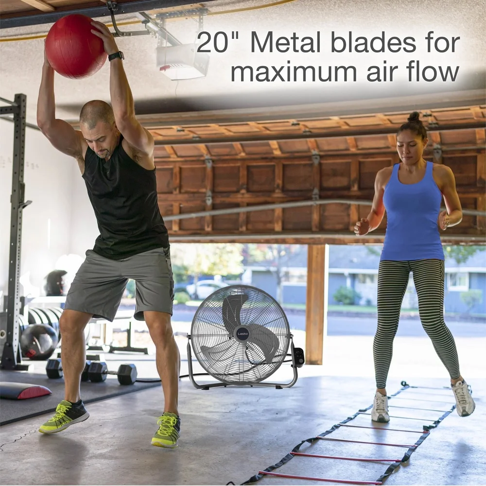 High Velocity Floor and Wall Mount Fan with Pivoting Head 3 Speed Metal Blades Ideal Garage Workshop Home Use