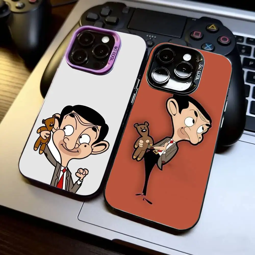 

Funny Mr B- BeanS Phone Case For iPhone 17,16,15,14,13,12,11 Plus,Pro Max,XS,Colored Silver Plated Inside Cover
