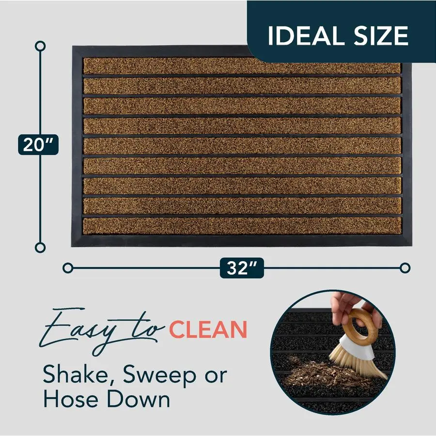 

Extra Durable Door Mat Dirt Trapping Outdoor Welcome Mats NonSlip Outdoor Indoor Entrance Low Profile Front Doormat 32 x 20, Bri