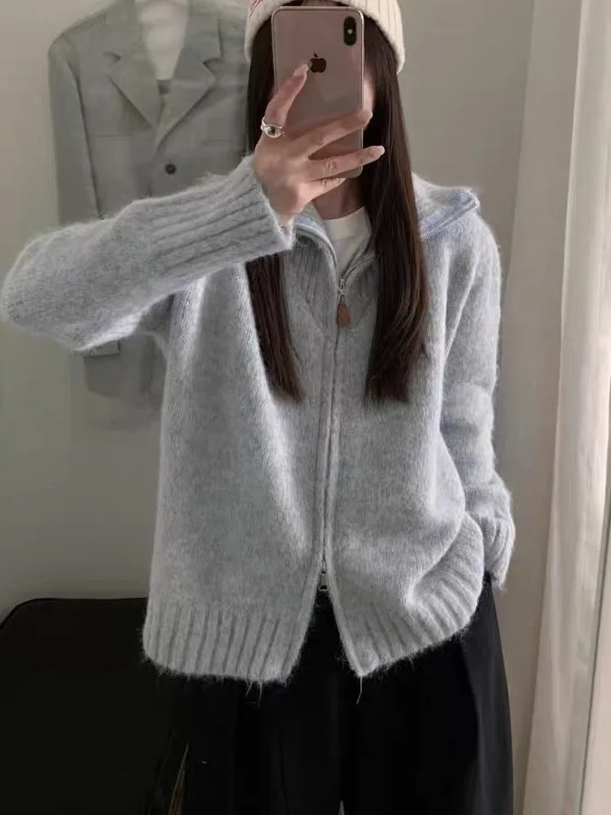 

Soft Cozy Retro Women's Knitwear Sweater Autumn Winter New Design High-End Feelings Vintage Sle Open Cardigan for Teen Girls