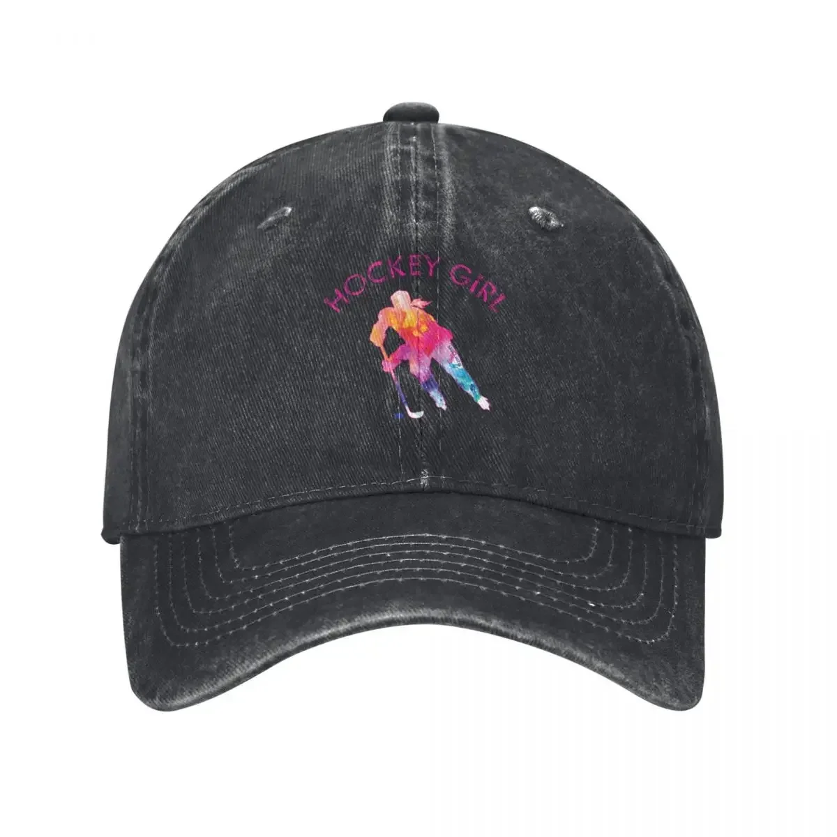 

Hockey Girl Watercolor Baseball Cap golf hat genuine sun caps sailor cap for men Unique hats Woman Men's