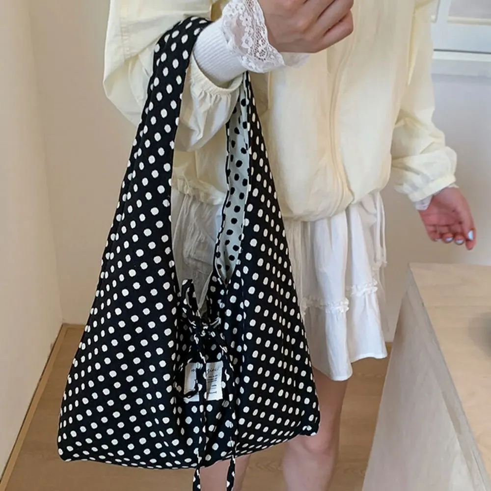 Lässige, einfache Handtasche mit Punkten, koreanische doppelseitige Umhängetasche, modische Pendeltasche mit großem Fassungsvermögen, Einkaufstasche – Detail 5
