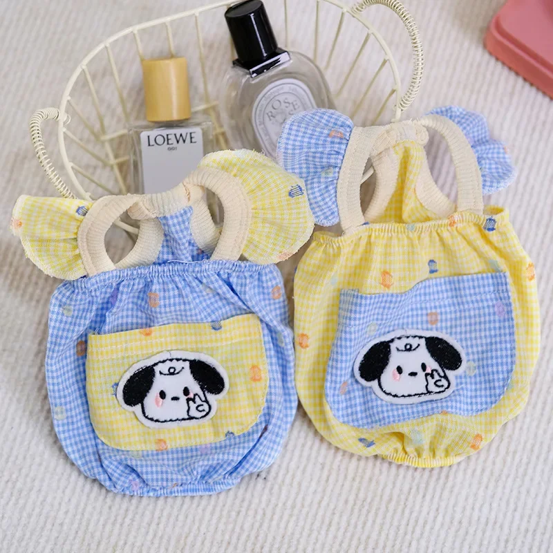 

Cute Dog Clothes Checkered Small Flying Sleeves Tank Top Puppy Skirt Summer Pockets Thin Teddy Bears Small Dog Pet Supplies