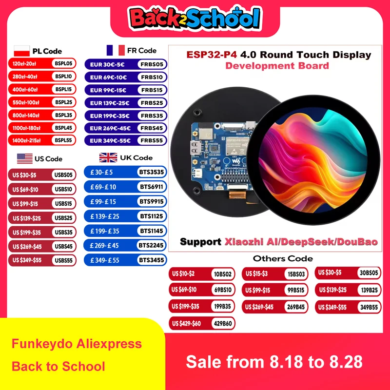 Waveshare ESP32-P4 4inch IPS WIFI6 Round Touchscreen Display Development Board RISC-V 720x720 Support Xiaozhi Al/DouBao/DeepSeek