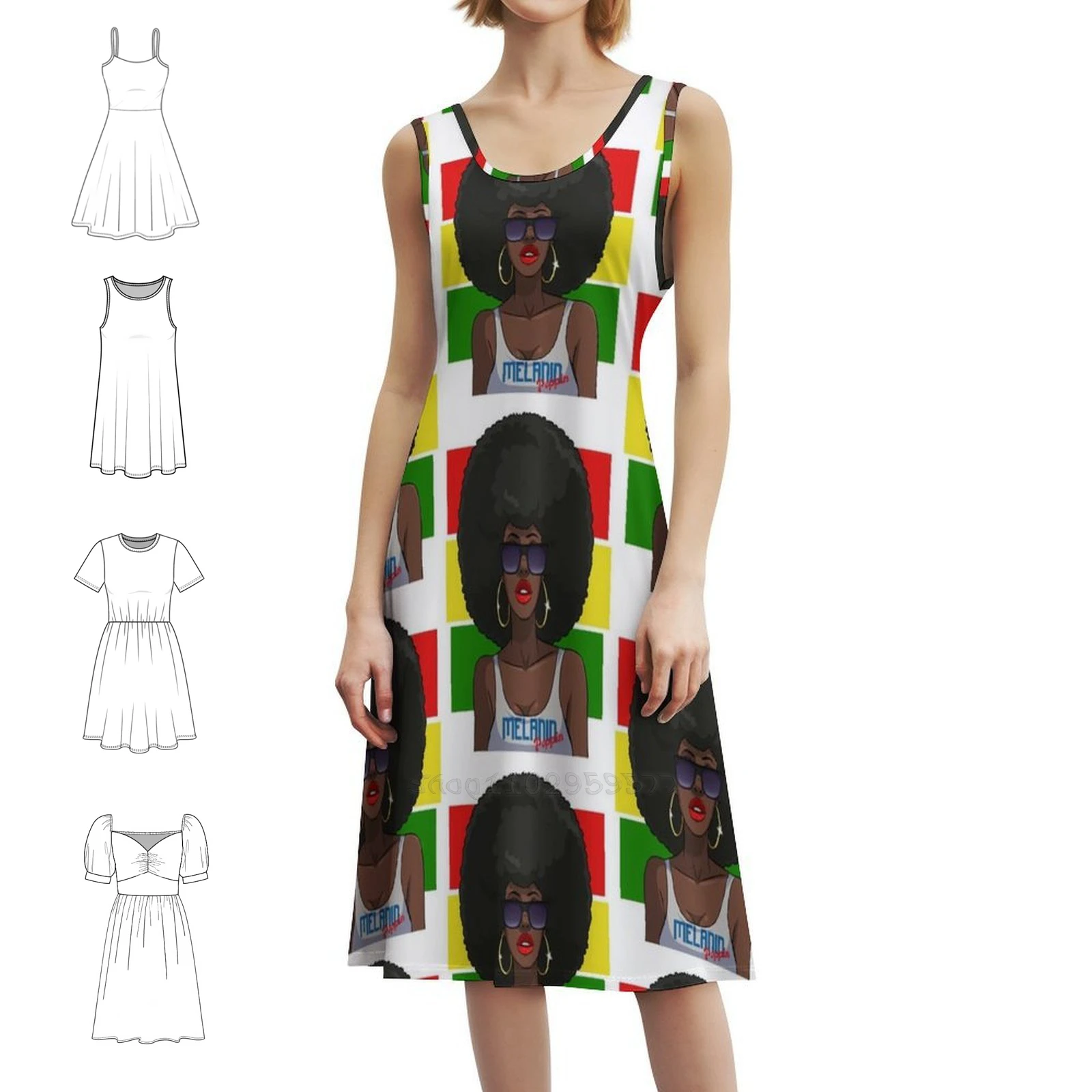 

Женское элегантное праздничное платье Black Girl Magic Melanin Poppin, платье трапециевидной формы с короткими/длинными/без рукавов, меланин Poppin