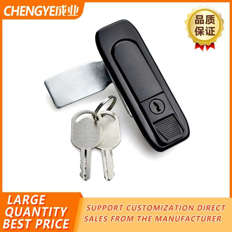 Flat type forced lift rotary door lock, press trigger button, pop up handle, door lock, network cabinet lock