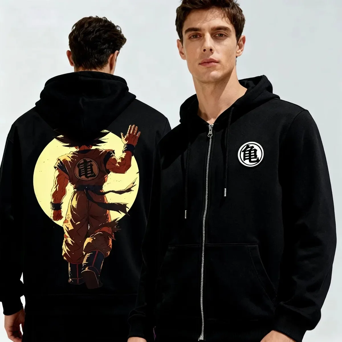 

2025 New Bandai Dragon Ball Men's Autumn/Winter Collection Sweatshirt Zipper Sports Hoodie with Velvet Long Sleeve Coat