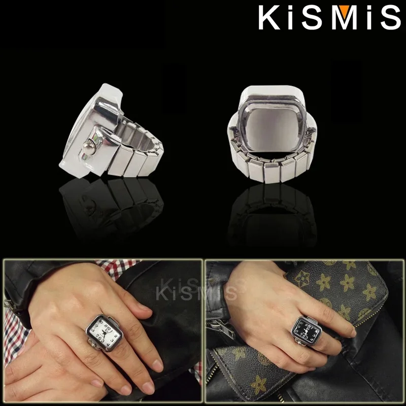 ساعة KISMIS الإبداعية الدائري، سبيكة شل إصبع التعميم الهاتفي زوجين ووتش للرجال والنساء، جديد حار بيع