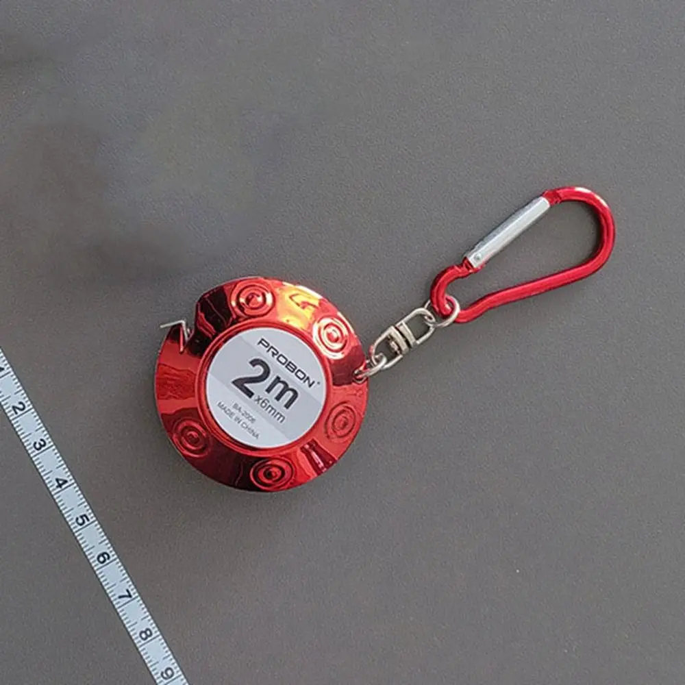 Hot 1pc 2m/6.56ft Easy Retractable Ruler Tape Measure Mini Portable Pull Ruler Keychain 4 Colors