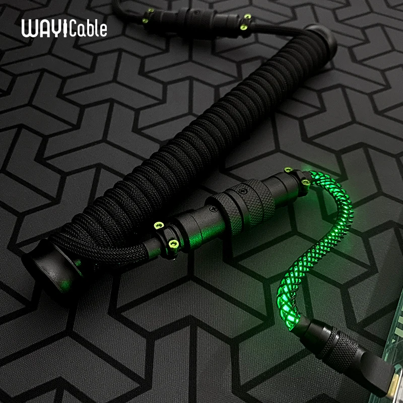 8K Data Cable Keypad Cable Magnetic Spindle Spiral Wire, Luminousingle-color Green Light