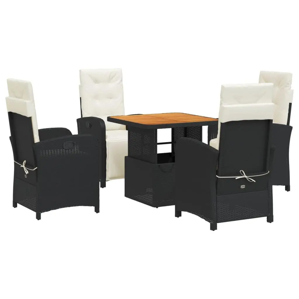 5 Piece Poly Rattan Patio Dining Set with Cushions, Outdoor Garden Poolside Furniture Set, Customized