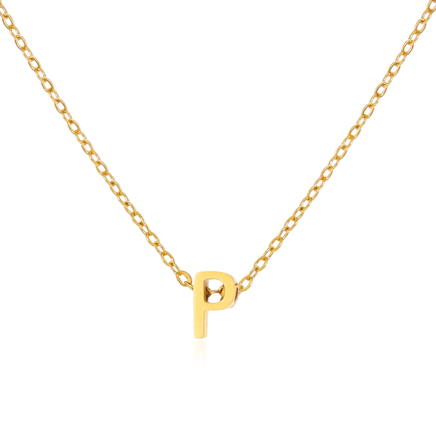 Stainless Steel Initial Necklace for Women Men Gold Color Cut Letters Single Name Choker Necklace Jewelry Gift Dropshipping