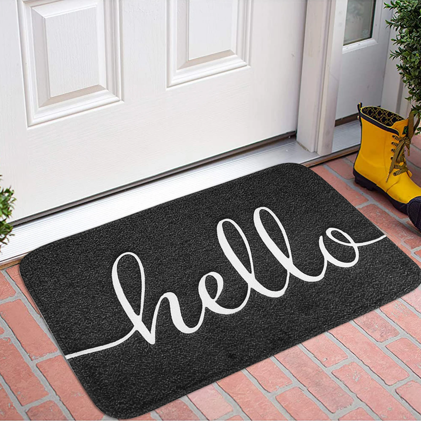 Hello Door Mat Front Door Mat for Home Entrance Garage & Garden Outside Entryway Floor Mat Non Slip Fade Resistant 23