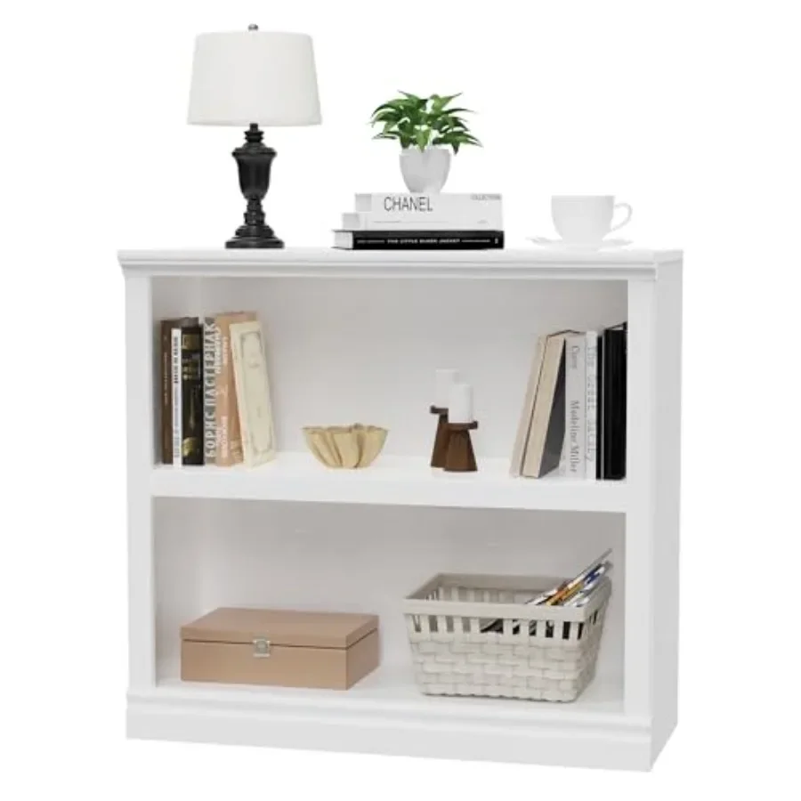 Bookcase Wooden Bookshelves 33in Wide Floor Standing Display Storage Shelves Low Bookcase for Home Office, Living Room, Bed Roo