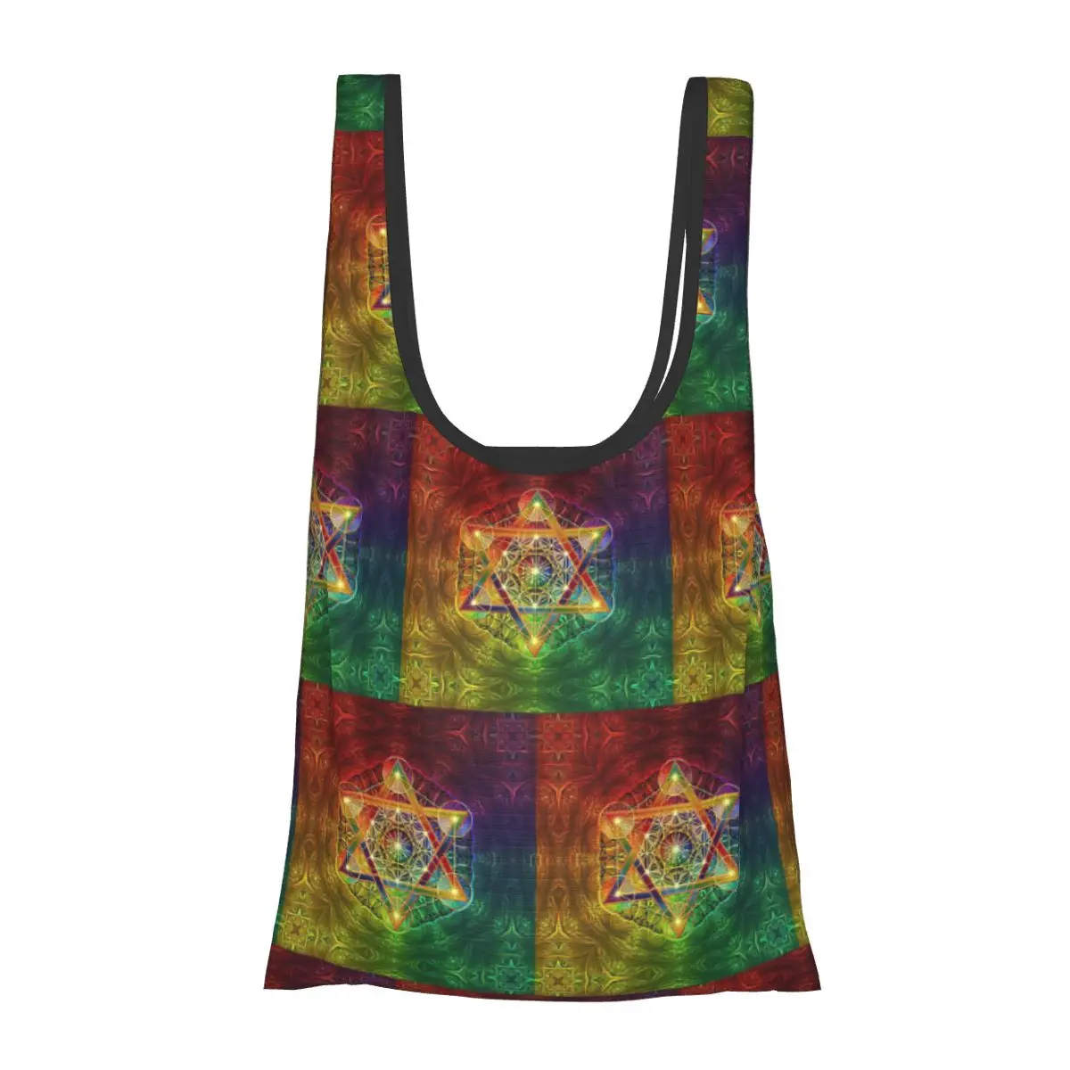 

Кубик Метатрона с Меркабой и цветком жизни Портативная сумка-тоут для покупок Многоразовая сумка-шоппер Продуктовая сумка Сумка на плечо