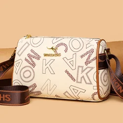 Luxury Kangaroo Logo Crossbody Bag with Printed Design Wide Strap Stylish Magnetic Snap Pockets Premium Gold Hardware