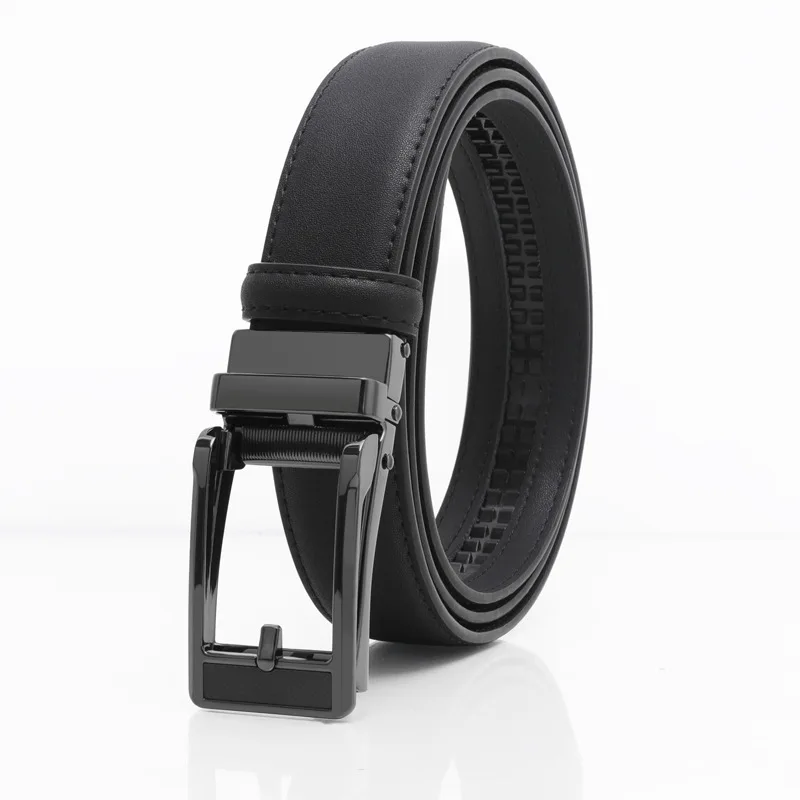 Men's belt, two-layer cowhide belt, fake needle buckle automatic buckle belt, business casual versatile suit, jeans belt