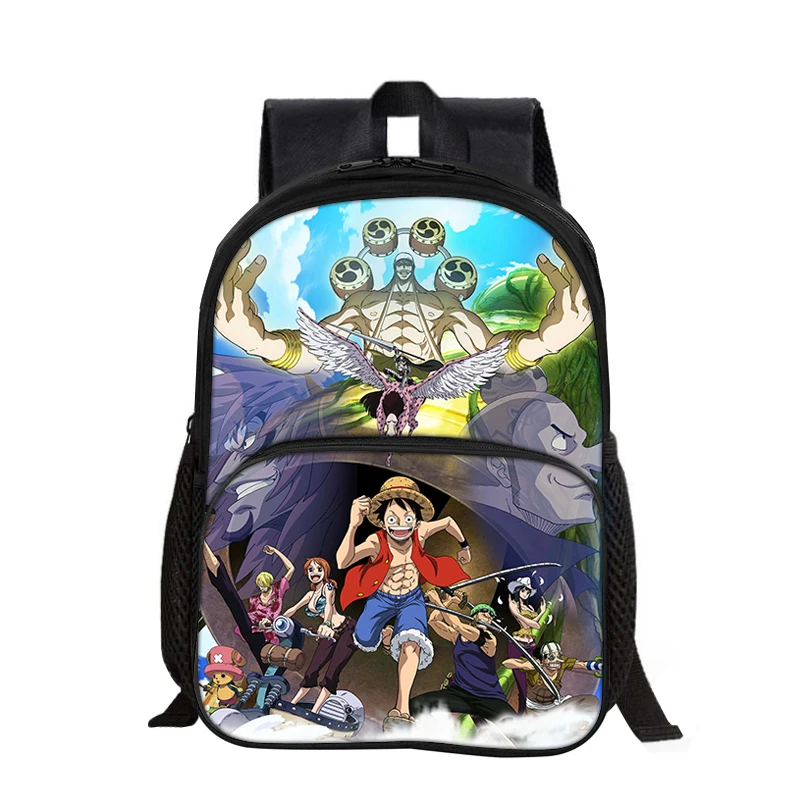 One piece Monkey D. Luffy with Front Pocket Backpack Students Kids School Bags for Girls Boys Bookbag Travel Backpack