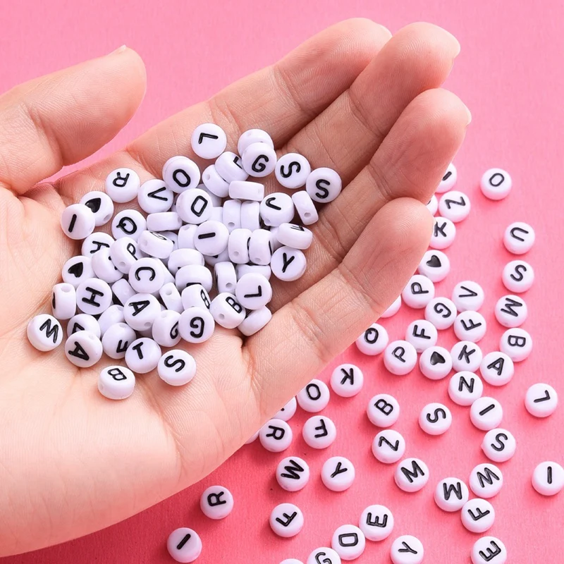 1200PCS Letter Beads Square Letter Beads Alphabet Beads A-Z And Heart Beads For Jewelry Making/Bracelets/Necklaces