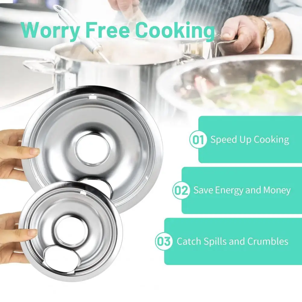 

4Pcs 6/8-Inch Cooktop Drip Pan Round Electric Stove Top Burner Chrome Filter Tray Holder Replacement Kitchen Supplies