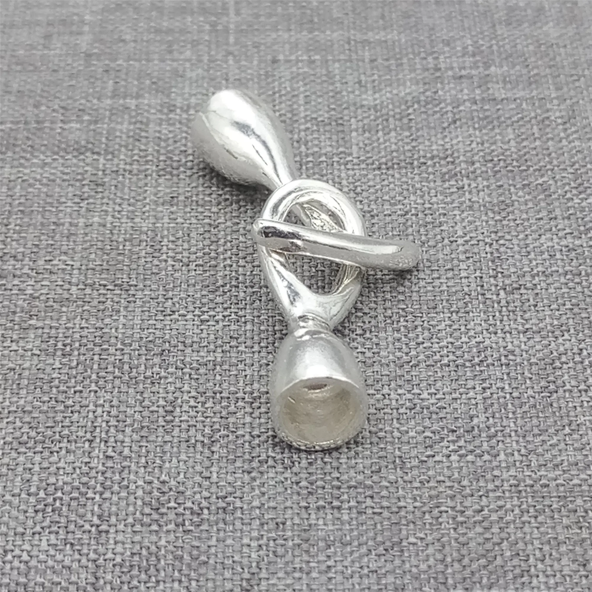 Plain Shiny Leather Cord End Cap Clasp in 925 Sterling Silver