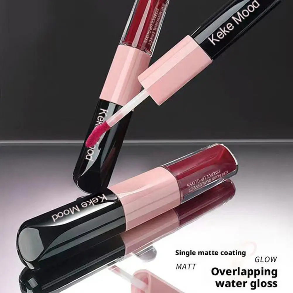

Kakashow Dual-Head Lip Gloss — Velvet Matte & Shiny Glass Finish, Natural Look Lipstick For Fall/Winter Layering T8V1