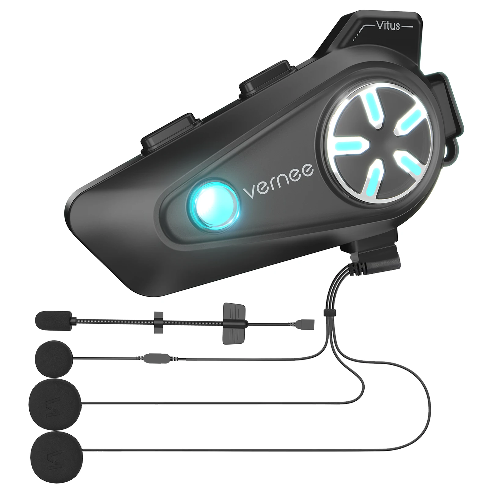 Vernee دراجة نارية سماعة رأس لجهاز الاتصال الداخلي خوذة BT 5.4 الاتصال الداخلي 1000mAh موتو التواصل 2 كجم البيني ل 4 الدراجين IP67 مقاوم للماء