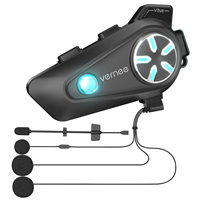 Vernee Motorcycle Intercom Headset Helmet BT 5.4 Intercom 1000mAh MOTO Communicator 2Km Interphone for 4 Riders IP67 Waterproof