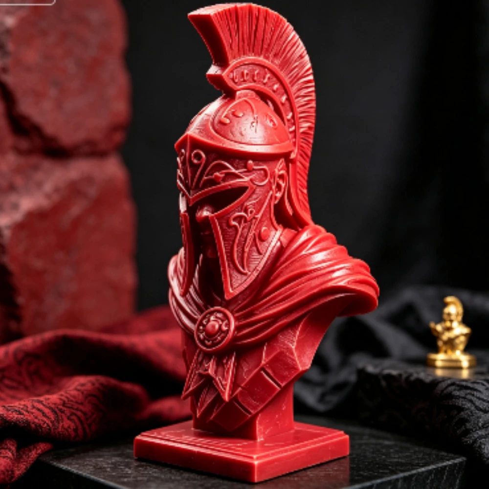 Vintage Spartan Warrior Bust Statue 3D Printed  Ancient Greek Brave Helmet Soldier Sculpture Figurine for Office Desk Home Decor - view 4