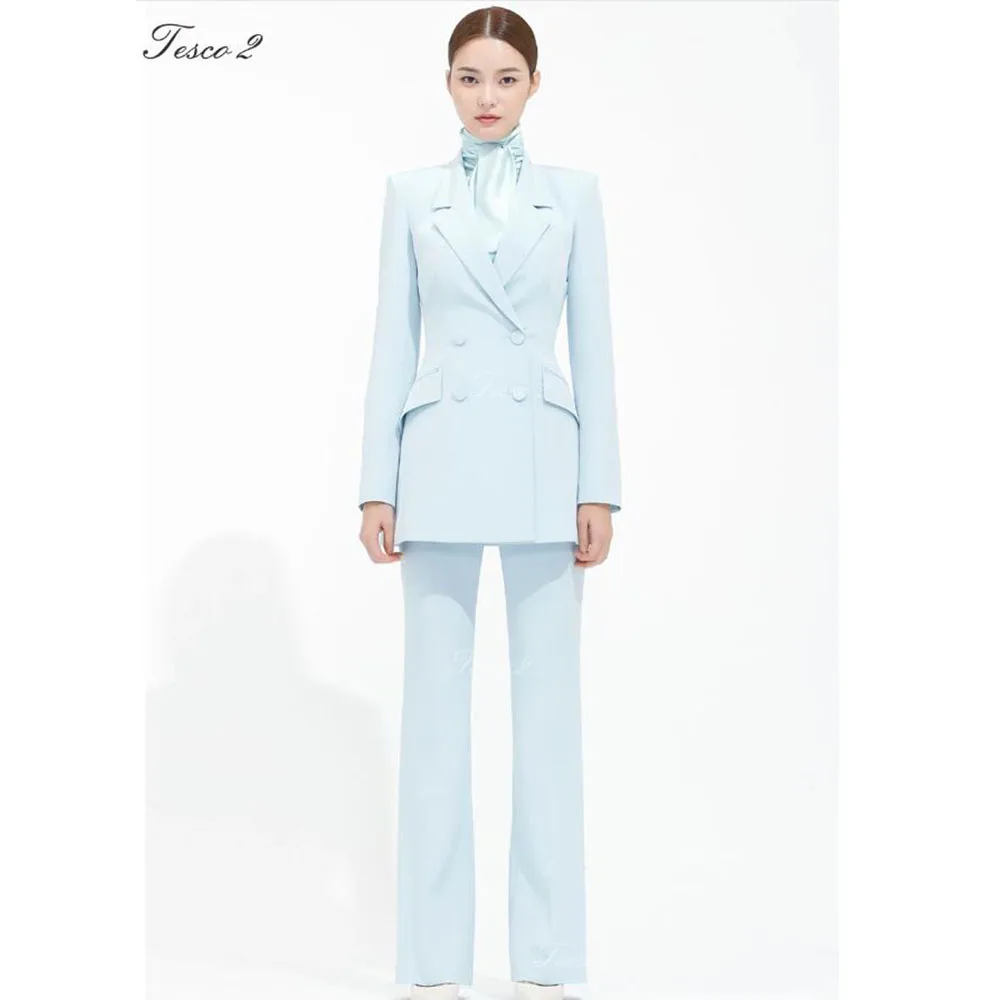 Tesco Abito elegante da donna Pantaloni slim fit Set formale da ufficio Lady Pantsuit 2024 Giacca da donna a maniche lunghe 2 pezzi per la laurea