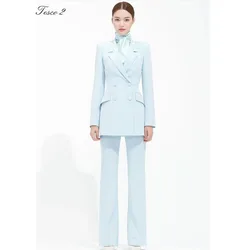 Tesco Abito elegante da donna Pantaloni slim fit Set formale da ufficio Lady Pantsuit 2024 Giacca da donna a maniche lunghe 2 pezzi per la laurea